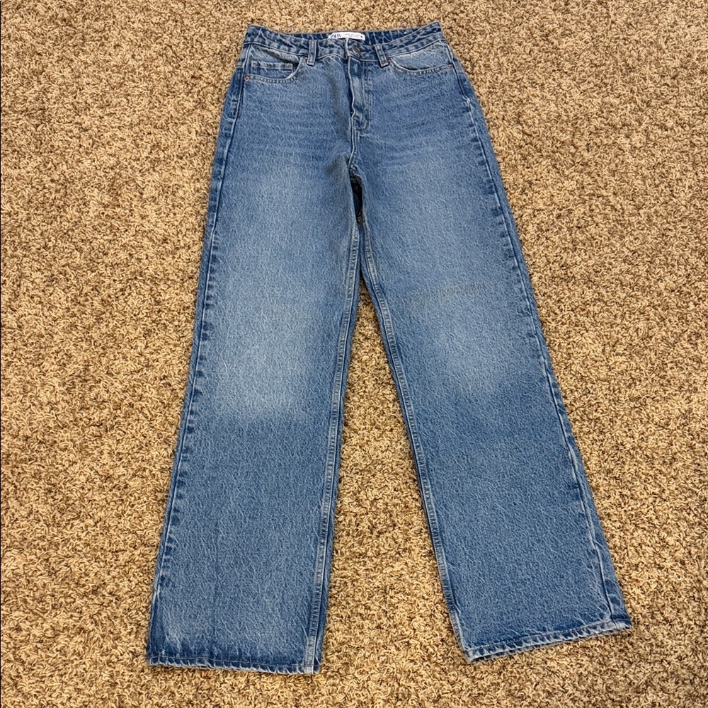 Zara Women's Wide Leg Blue Jeans - Picture 1 of 7
